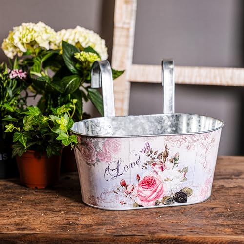 DARO DEKO Metall Hängetopf mit 2 Henkeln - 23cm x 11cm Rosen 1 Stück DARO DEKO Metall Hängetopf mit 2 Henkeln - 23cm x 11cm Rosen 1 Stück von DARO DEKO