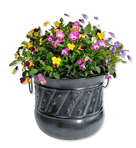 DARO DEKO Metall Pflanzkübel schwarz-grau Ø 41cm Blumentopf Blumen-Kübel übertopf Pflanz-Topf von DARO DEKO