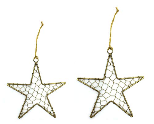 DARO DEKO Metall Stern mit Draht zum aufhängen Gold 2 Stück - klein und groß von DARO DEKO