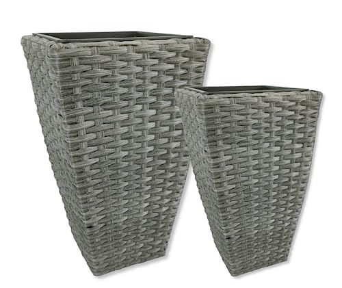 DARO DEKO Poly-Rattan Blumentopf anthrazit 2er Set - 51 und 60cm eckig hoch mit Einsatz schwarz Blumenkübel Übertopf Pflanz-Töpfe DARO DEKO Poly-Rattan Blumentopf anthrazit 2er Set - 51 und 60cm eckig hoch mit Einsatz schwarz Blumenkübel Übertopf Pflanz-Töpfe von DARO DEKO