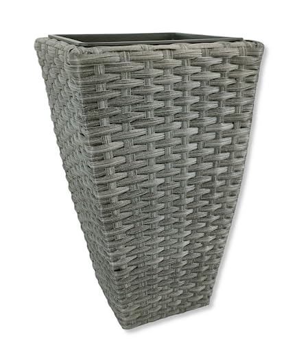 DARO DEKO Poly-Rattan Blumentopf anthrazit 36 x 60cm eckig hoch mit Einsatz schwarz Blumenkübel Übertopf Pflanz-Töpfe von DARO DEKO
