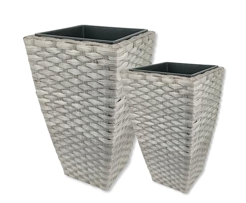 DARO DEKO Poly-Rattan Blumentopf grau 2er Set - 51 und 60cm eckig hoch mit Einsatz schwarz Blumenkübel Übertopf Pflanz-Töpfe DARO DEKO Poly-Rattan Blumentopf grau 2er Set - 51 und 60cm eckig hoch mit Einsatz schwarz Blumenkübel Übertopf Pflanz-Töpfe von DARO DEKO