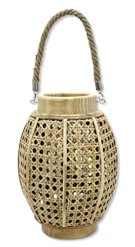 DARO DEKO Rattan Laterne Natur Ø24 x 38cm - Windlicht von DARO DEKO