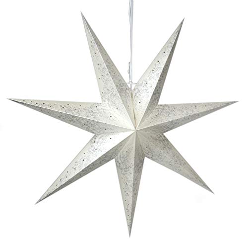 DARO DEKO Stern beleuchtet zum aufhängen mit E14 Fassung Creme-rosa-Glitter 75cm von DARO DEKO