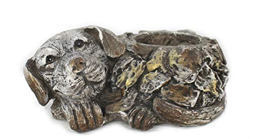 DARO DEKO Tier Figur in Stein-Optik Hund mit Blumen-Topf 32 x 20cm von DARO DEKO