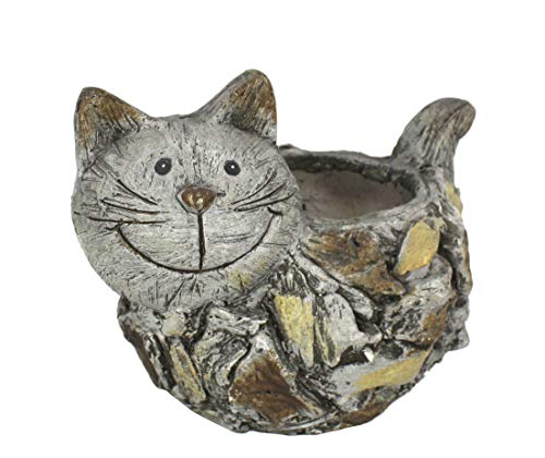 DARO DEKO Tier Figur in Stein-Optik Katze mit Pflanz-Topf 32 x 24cm von DARO DEKO