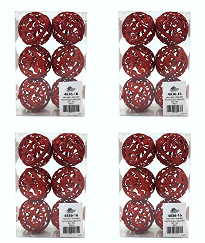 DARO DEKO Weihnachts-Kugel 6cm Glitzer (rot, 4 Set - 24 Kugeln) von DARO DEKO