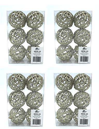 DARO DEKO Weihnachts-Kugel 6cm Glitzer 4 Sets - 24 Kugeln Gold von DARO DEKO