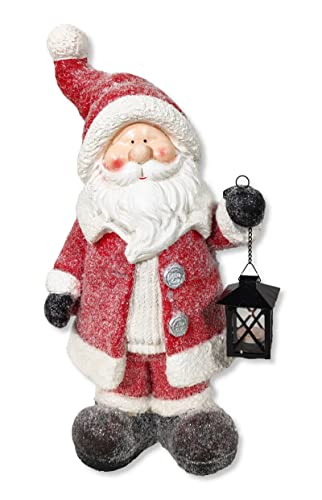 DARO DEKO Winterfigur Weihnachtsmann mit Windlicht Laterne 33 x 58cm rot weiß Dekofigur Weihnachtsdeko von DARO DEKO