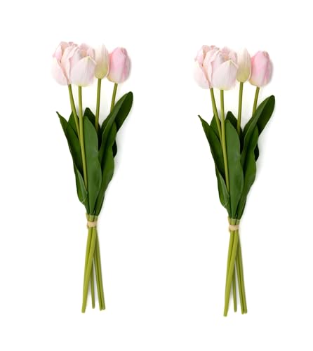 DARO DEKO künstlicher Tulpen-Strauß 5 Stück gebunden Kunstpflanze Tulpe Bund Tulip (Rosa, 2 Bündel) von DARO DEKO