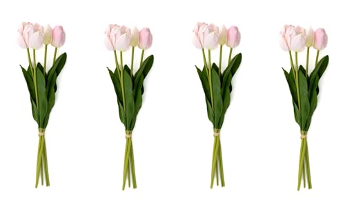 DARO DEKO künstlicher Tulpen-Strauß 5 Stück gebunden Kunstpflanze Tulpe Bund Tulip (Rosa, 4 Bündel) von DARO DEKO