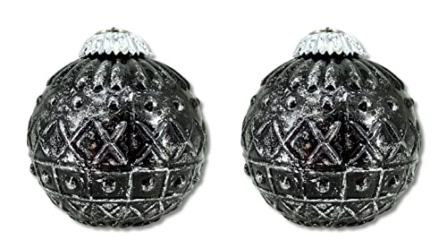Glas Weihnachtskugel schwarz - C - 2 Stück 8,5 x 10cm Deko-Kugel Christbaumschmuck glänzend von DARO DEKO