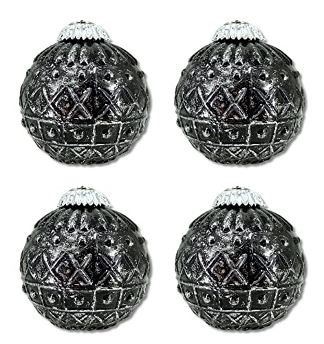 Glas Weihnachtskugel schwarz - C - 4 Stück 8,5 x 10cm Deko-Kugel Christbaumschmuck glänzend von DARO DEKO