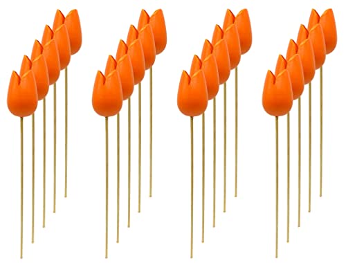 Holz Dekostecker Tulpe 4 x 36cm orange 20 Stück Garten-Deko Blumen-Stecker künstlich Holzblume Tulip von DARO DEKO