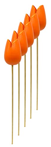 Holz Dekostecker Tulpe 4 x 36cm orange 5 Stück Garten-Deko Blumen-Stecker künstlich Holzblume Tulip von DARO DEKO