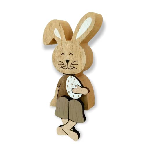 Holz Hase mit Osterei Kantenhocker braun 8 x 18cm Osterdeko Tisch-Deko Oster-Hase von DARO DEKO