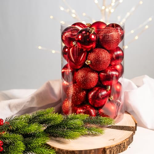 Kunststoff Weihnachtskugel rot 4 Sets - 136 Stück Ø 6cm Deko Kugel Christbaumschmuck Mix Glitzer Matt Gemustert Glänzend Kunststoff Weihnachtskugel rot 4 Sets - 136 Stück Ø 6cm Deko Kugel Christbaumschmuck Mix Glitzer Matt Gemustert Glänzend von DARO DEKO