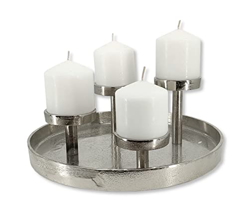 Metall Kerzenhalter rund Silber Ø 30cm für Vier große Stumpen-Kerzen Tisch-Deko Advent-Kerzenständer Metall Kerzenhalter rund Silber Ø 30cm für Vier große Stumpen-Kerzen Tisch-Deko Advent-Kerzenständer von DARO DEKO