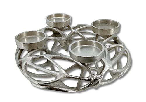 Metall Kranz Ø 30cm mit Kerzenhalter Silber für Vier große Stumpen-Kerzen Tisch-Deko Advent-Kerzenständer Metall Kranz Ø 30cm mit Kerzenhalter Silber für Vier große Stumpen-Kerzen Tisch-Deko Advent-Kerzenständer von DARO DEKO