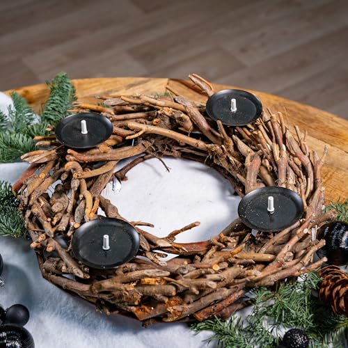 Stockkranz mit Kerzenhalter braun Ø 42cm Holz Kranz Äste Zweige Tisch-Deko Adventskranz Stockkranz mit Kerzenhalter braun Ø 42cm Holz Kranz Äste Zweige Tisch-Deko Adventskranz von DARO DEKO