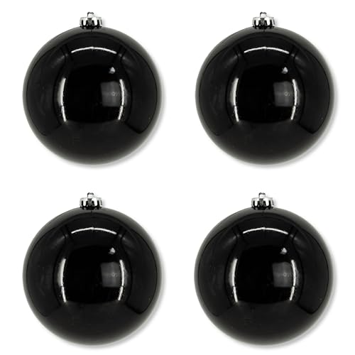 Weihnachts-Kugel XXL Ø 15cm - 4 Stück schwarz glänzend Christbaumschmuck Deko Kugel von DARO DEKO
