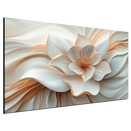 DARO Design® Bilder auf Leinwand Groß 70x50 cm Schlafzimmer Bilder Badezimmer Wand Deko Wohnzimmer Modern Wanddeko Bilderwand Geschenk Abstrakt Beige Blume Muster Blüte Kupfer Weiß hell von DARO Design