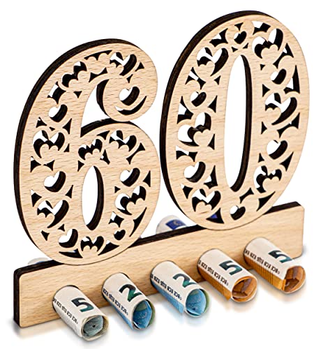 DARO Design - 60. Geburtstag Geldgeschenk Holz 60 Jähriges Jubiläum Herz-Muster von DARO Design