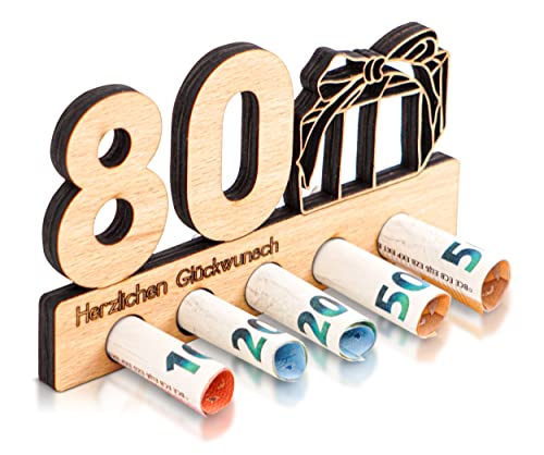 DARO Design - 80. Geburtstag Geldgeschenk Holz 80 Jähriges Jubiläum von DARO Design