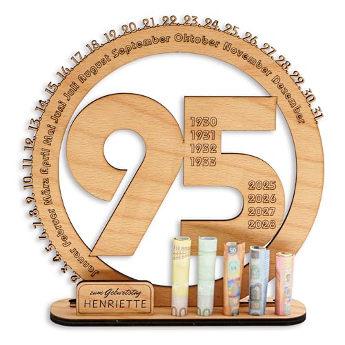 DARO Design - 95 Geburtstag Geschenk Frauen & Männer - Geldgeschenke Geburtstag 95 mit Ständer - Holz-Schild Gästebuch - 95 Geburtstag Deko - Personalisierbares Geschenk von DARO Design