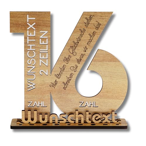 DARO Design - Gästebuch Holz-Schild Geschenk zum 16. Geburtstag Männer Frauen, individualisierbar, mit Wunschtext personalisierbar, Geldgeschenke mit Jahreszahl Deko Hochzeitsgeschenk von DARO Design