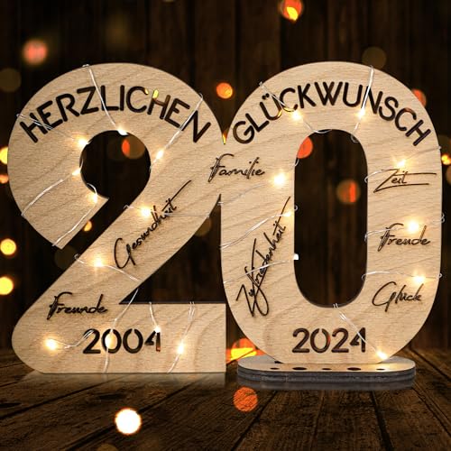 DARO Design - Holz-Schild Gästebuch - Geburtstag Jubiläum - Deko Zahlen 20 Jahre mit Jahreszahlen von DARO Design