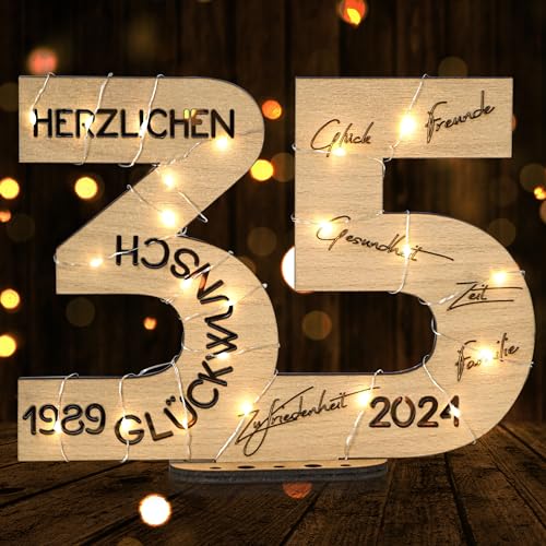 DARO Design - Holz-Schild Gästebuch - Geburtstag Jubiläum - Deko Zahlen 35 Jahre mit Jahreszahlen von DARO Design