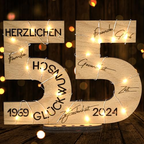 DARO Design - Holz-Schild Gästebuch - Geburtstag Jubiläum - Deko Zahlen 55 Jahre mit Jahreszahlen von DARO Design