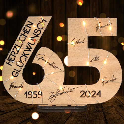 DARO Design - Holz-Schild Gästebuch - Geburtstag Jubiläum - Deko Zahlen 65 Jahre mit Jahreszahlen von DARO Design