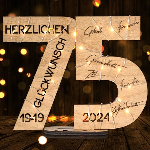 DARO Design - Holz-Schild Gästebuch - Geburtstag Jubiläum - Deko Zahlen 75 Jahre mit Jahreszahlen von DARO Design