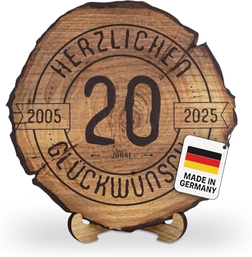 DARO Design – Baumscheibe mit Gravur für 20. Jubiläum – Firmenjubiläum Geschenk aus Holz – Dienstjubiläum Holz Geschenke mit Gravur – Dicke 6mm, Durchmesser 30cm von DARO Design