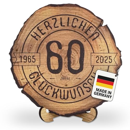 DARO Design – Baumscheibe mit Gravur für 60. Geburtstag – Geburtstags Geschenk aus Holz – Hochwertige Holz Geschenke mit Gravur ideal für Geburtstag – Dicke 6mm, Durchmesser 20cm – Made in Germany von DARO Design