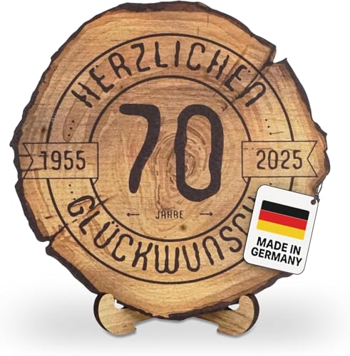 DARO Design – Baumscheibe mit Gravur für 70. Geburtstag – Geburtstags Geschenk aus Holz – Hochwertige Holz Geschenke mit Gravur ideal für Geburtstag – Dicke 6mm, Durchmesser 30cm – Made in Germany von DARO Design
