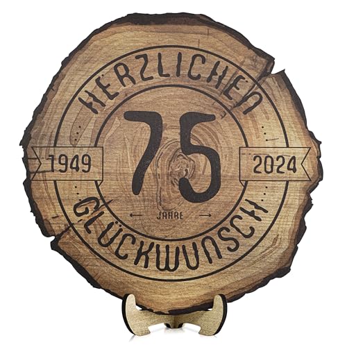 DARO Design - Holzscheibe - 75 Jahre - Größe 20cm- Geschenk zum Jubiläum, 80 Geburtstag, Jahrestag - Herzlichen Glückwunsch von DARO Design