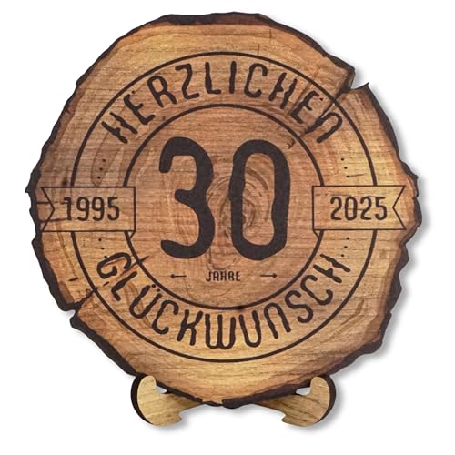 DARO Design – Baumscheibe mit Gravur für 30. Geburtstag – Geburtstags Geschenk aus Holz – Hochwertige Holz Geschenke mit Gravur ideal für Geburtstag – Dicke 6mm, Durchmesser 20cm – Made in Germany von DARO Design