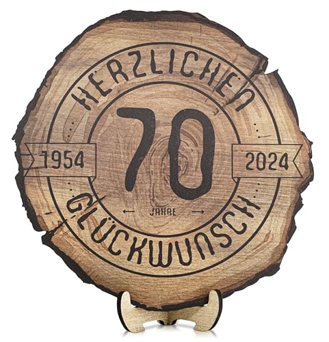 DARO Design - Holzscheibe - 70 Jahre - Größe 20cm- Geschenk zum Jubiläum, 70 Geburtstag, Jahrestag - Herzlichen Glückwunsch von DARO Design