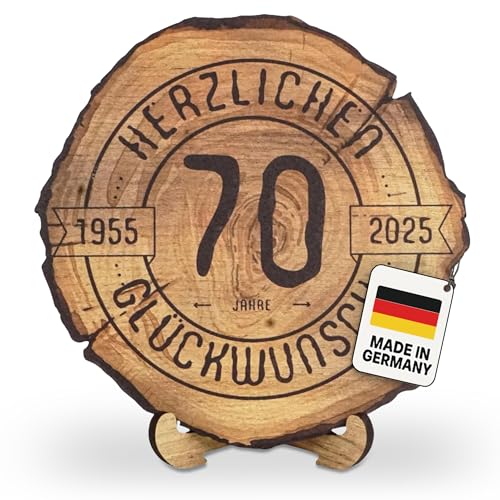 DARO Design – Baumscheibe mit Gravur für 70. Geburtstag – Geburtstags Geschenk aus Holz – Hochwertige Holz Geschenke mit Gravur ideal für Geburtstag – Dicke 6mm, Durchmesser 20cm – Made in Germany von DARO Design