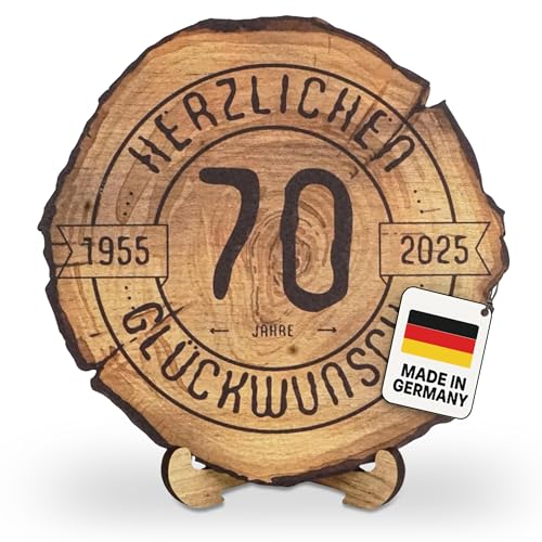 DARO Design - Holzscheibe - 70 Jahre - Größe 20cm- Geschenk zum Jubiläum, 70 Geburtstag, Jahrestag - Herzlichen Glückwunsch von DARO Design