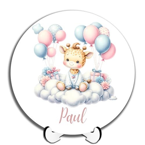 DARO Design - Namensschild Baby Tür-Schild personalisiert Kinderzimmer Deko Kinderzimmertür Geburtsgeschenk Taufgeschenk Giraffe süße niedliche Tiere mit Luftballons 20cm DARO Design - Namensschild Baby Tür-Schild personalisiert Kinderzimmer Deko Kinderzimmertür Geburtsgeschenk Taufgeschenk Giraffe süße niedliche Tiere mit Luftballons 20cm von DARO Design