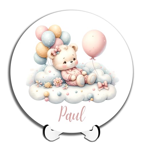 DARO Design - Namensschild Baby Tür-Schild personalisiert Kinderzimmer Deko Kinderzimmertür Geburtsgeschenk Taufgeschenk süße niedliche Tiere Bärchen mit Luftballons 20cm DARO Design - Namensschild Baby Tür-Schild personalisiert Kinderzimmer Deko Kinderzimmertür Geburtsgeschenk Taufgeschenk süße niedliche Tiere Bärchen mit Luftballons 20cm von DARO Design