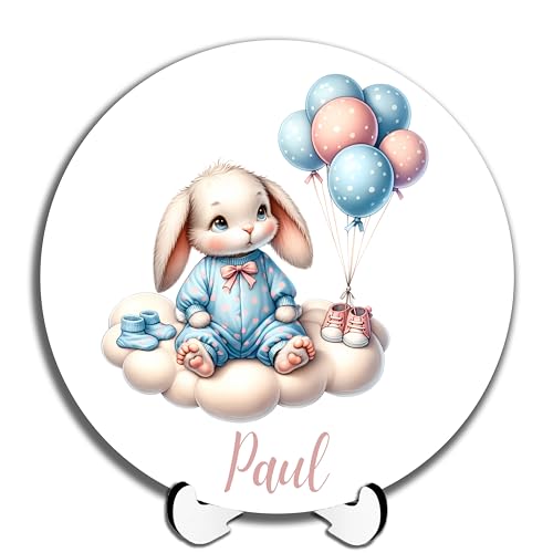 DARO Design - Namensschild Baby Tür-Schild personalisiert Kinderzimmer Deko Kinderzimmertür Geburtsgeschenk Taufgeschenk süße niedliche Tiere Hase mit Luftballons 20cm DARO Design - Namensschild Baby Tür-Schild personalisiert Kinderzimmer Deko Kinderzimmertür Geburtsgeschenk Taufgeschenk süße niedliche Tiere Hase mit Luftballons 20cm von DARO Design