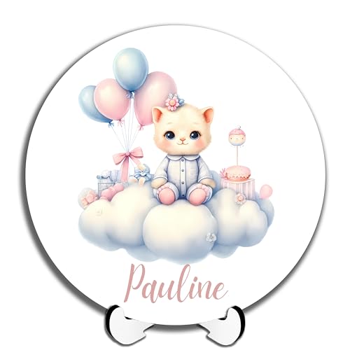 DARO Design - Namensschild Baby Tür-Schild personalisiert Kinderzimmer Deko Kinderzimmertür Geburtsgeschenk Taufgeschenk süße niedliche Tiere Kitten Katze mit Luftballons 20cm DARO Design - Namensschild Baby Tür-Schild personalisiert Kinderzimmer Deko Kinderzimmertür Geburtsgeschenk Taufgeschenk süße niedliche Tiere Kitten Katze mit Luftballons 20cm von DARO Design