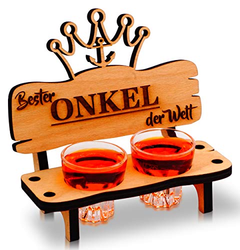 DARO Design Schnapsbank mit Schnapsglas Deko Anker und Herz Geschenk - Bester Onkel der Welt von DARO Design