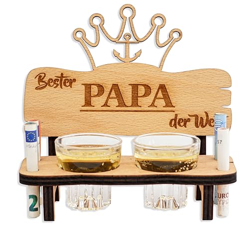 DARO Design Schnapsbank mit Schnapsglas Deko Anker und Herz Geschenk - Bester Papa der Welt von DARO Design