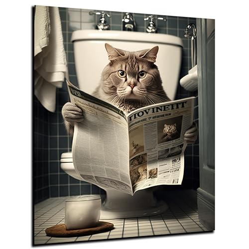 DARO Design - Toiletten-Bild auf 6mm HDF 40x30 cm Katze auf WC - Wand-Deko Bilder Lustiges Geschenk von DARO Design